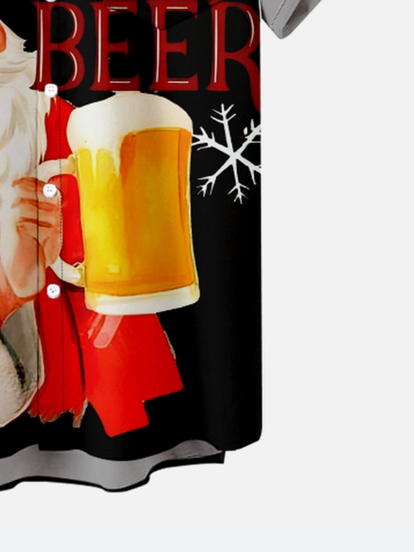 Santa Claus Drinks Beer Black Lapel Shirt