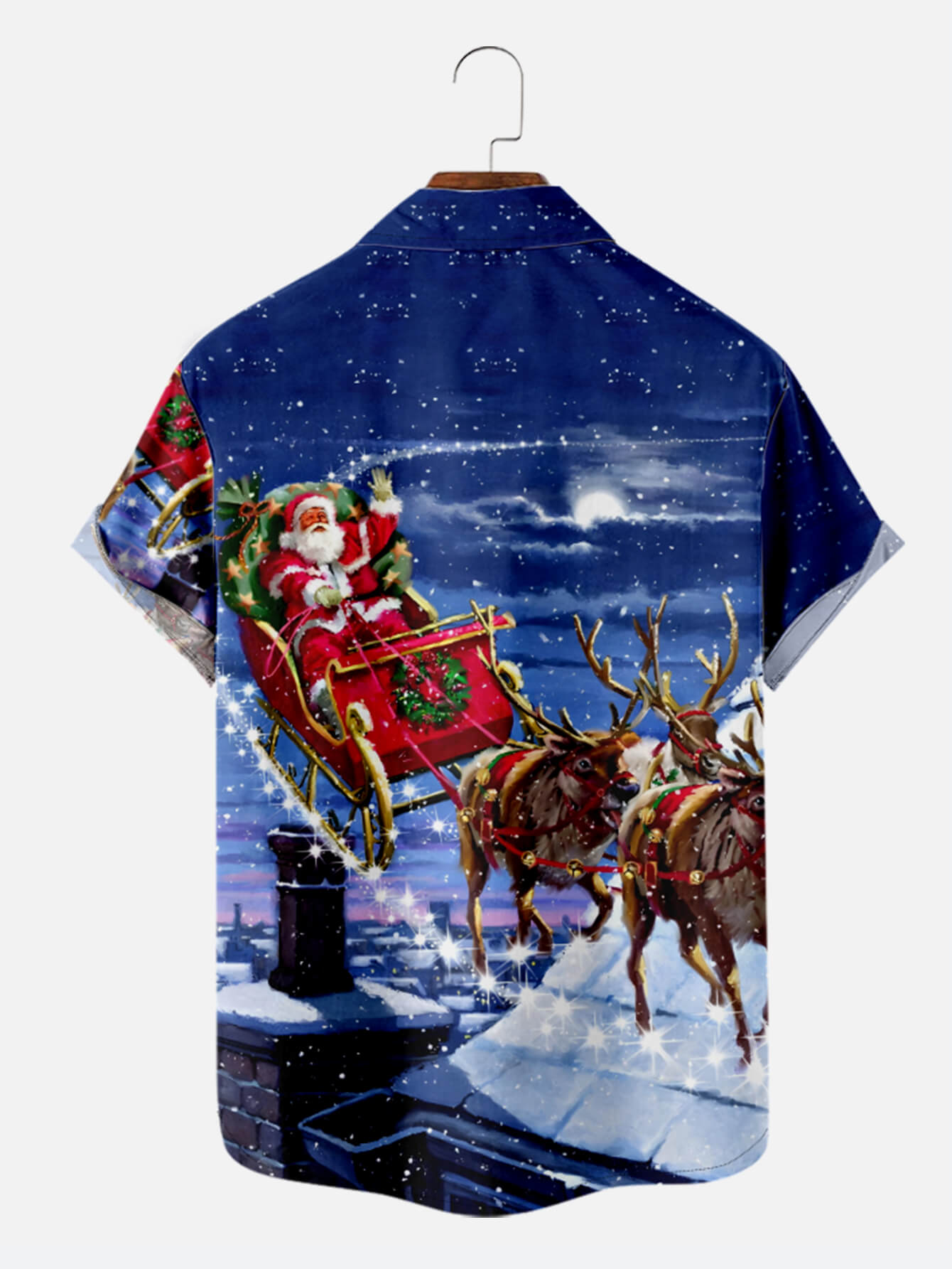 Santa Claus Gift Print Lapel Shirt