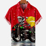 Santa Claus Riding Motorcycle Lapel Shirt