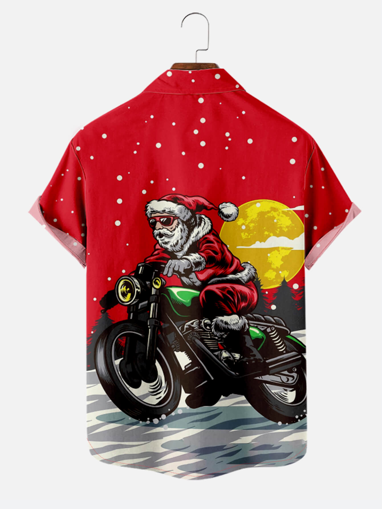 Santa Claus Riding Motorcycle Lapel Shirt