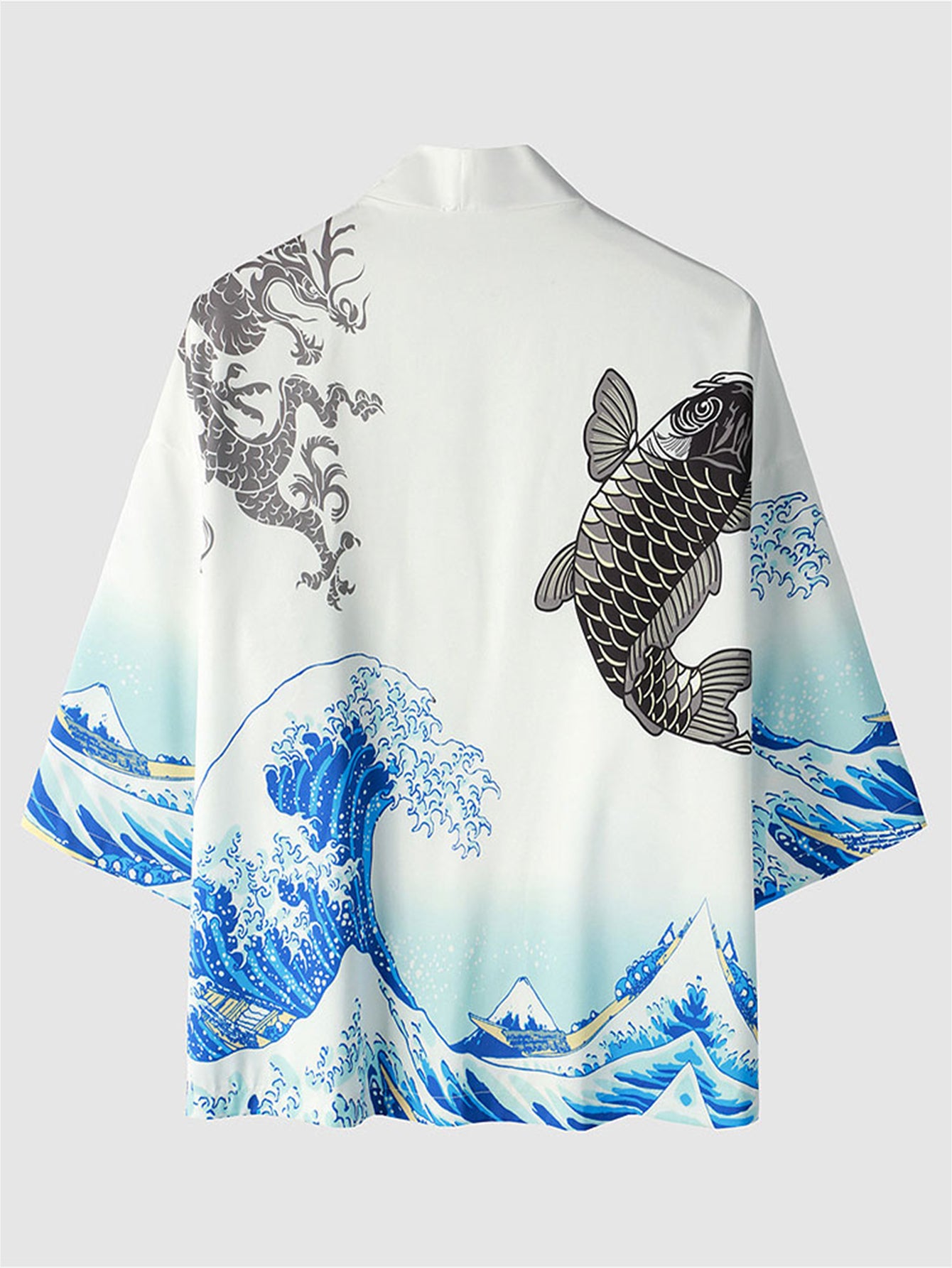 Sea Wave Koi Print Kimono Set