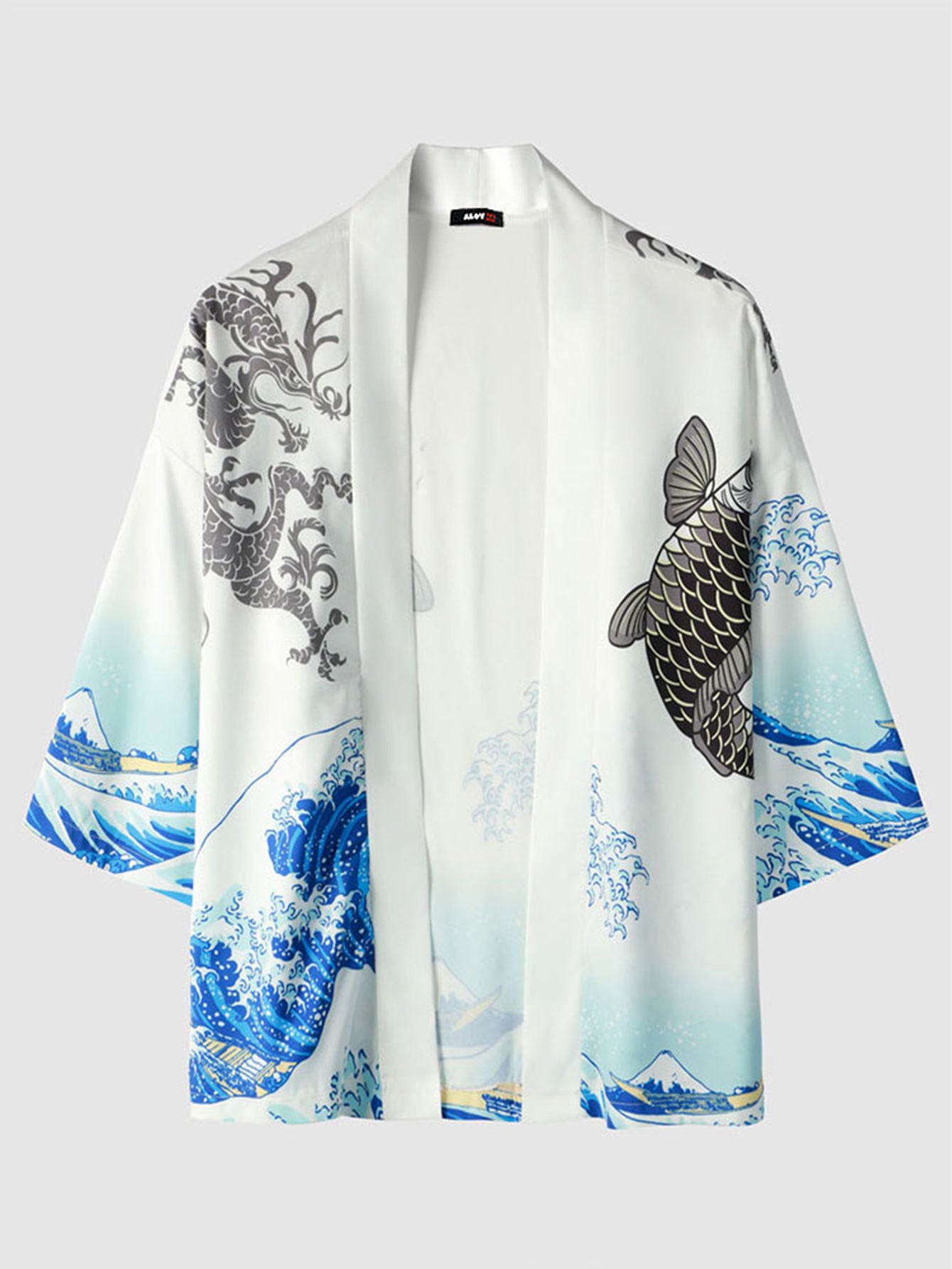 Sea Wave Koi Print Kimono Set