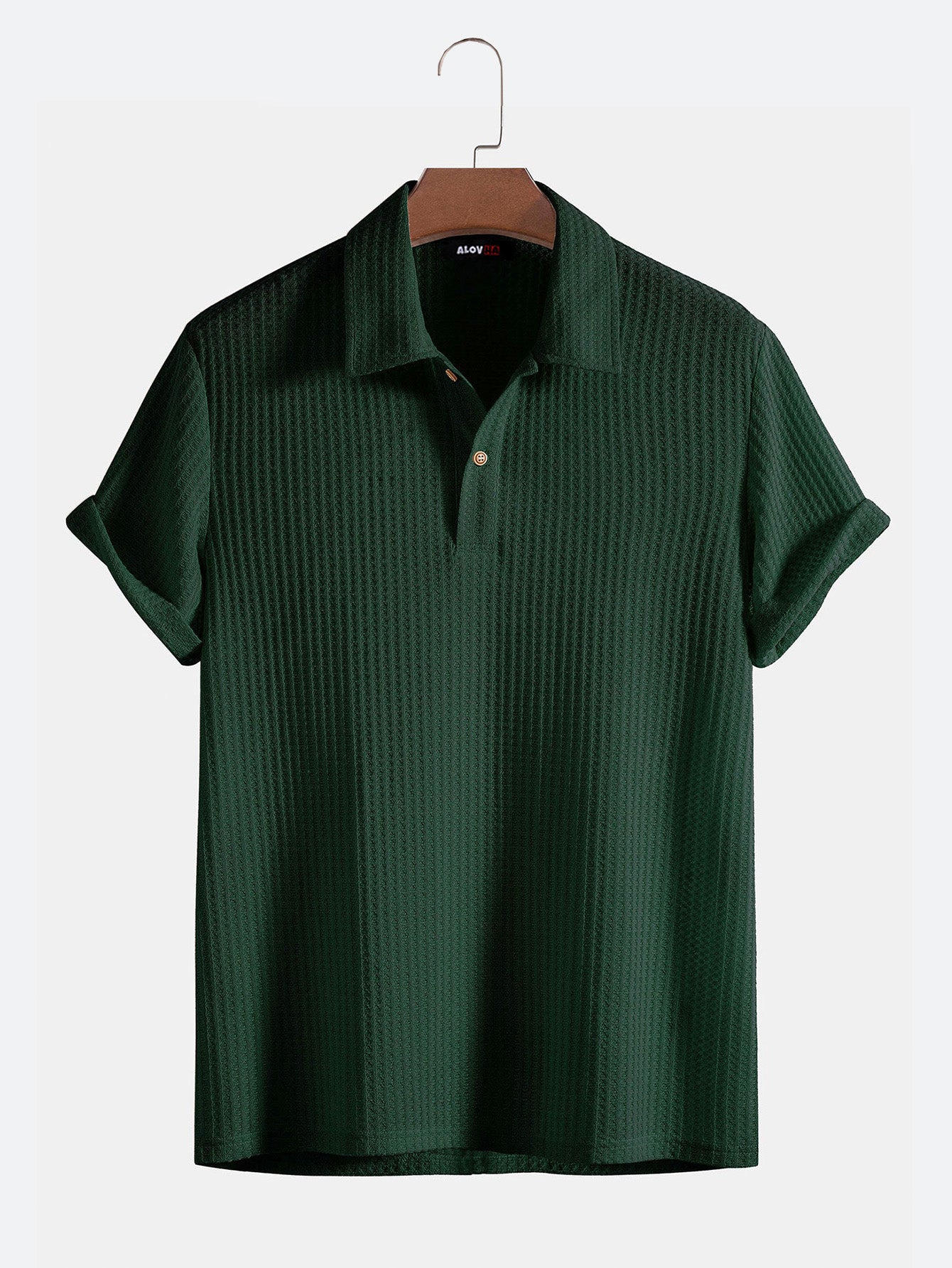 Solid Knitted Textured Short Sleeve Polo Shirt