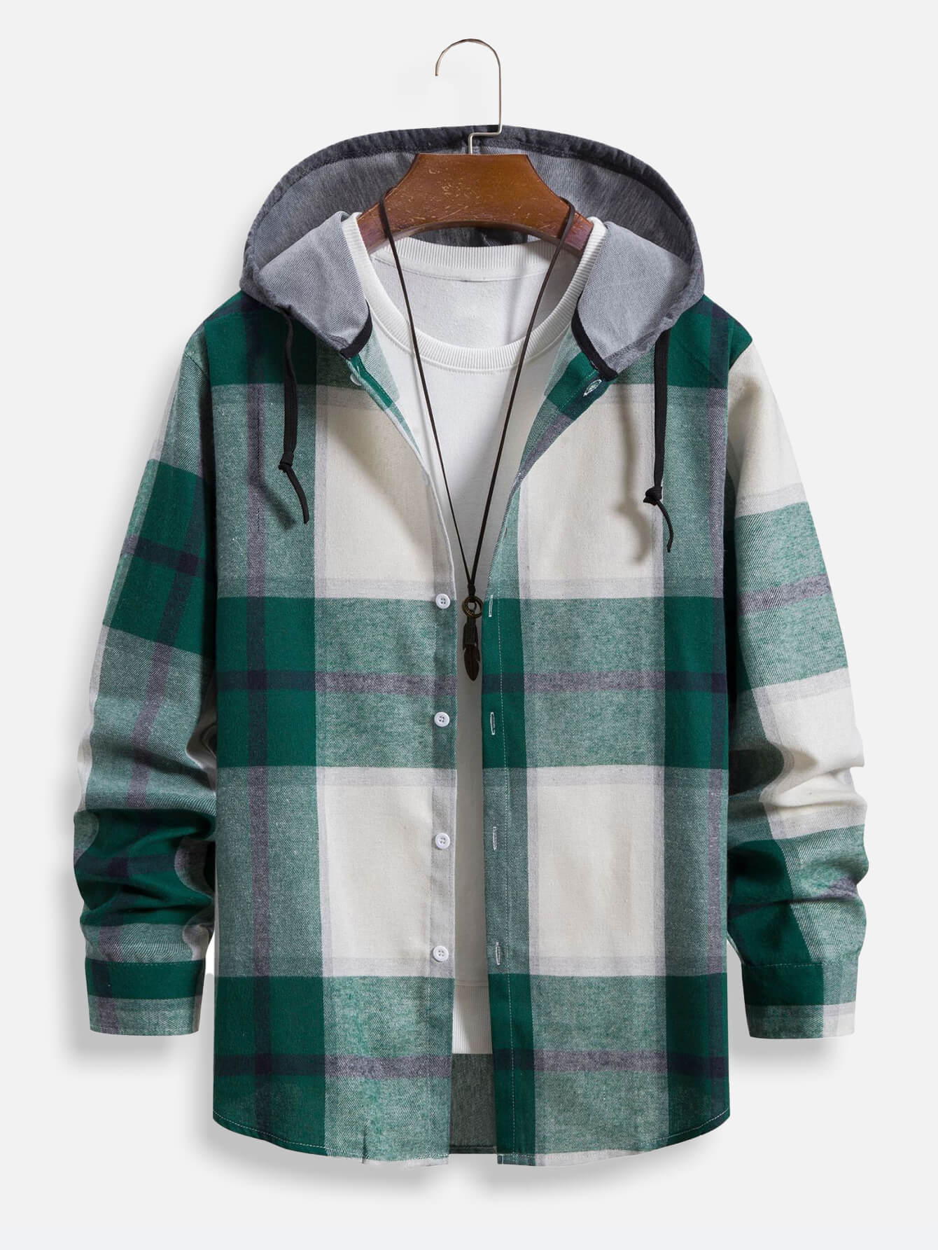 Spring And Autumn New Plaid Flannel Long Sleeve Hoodie