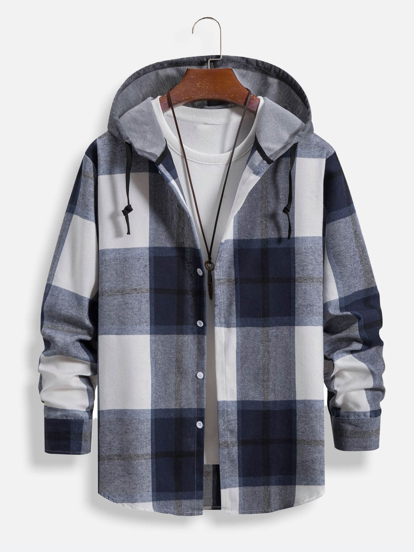 Spring And Autumn New Plaid Flannel Long Sleeve Hoodie