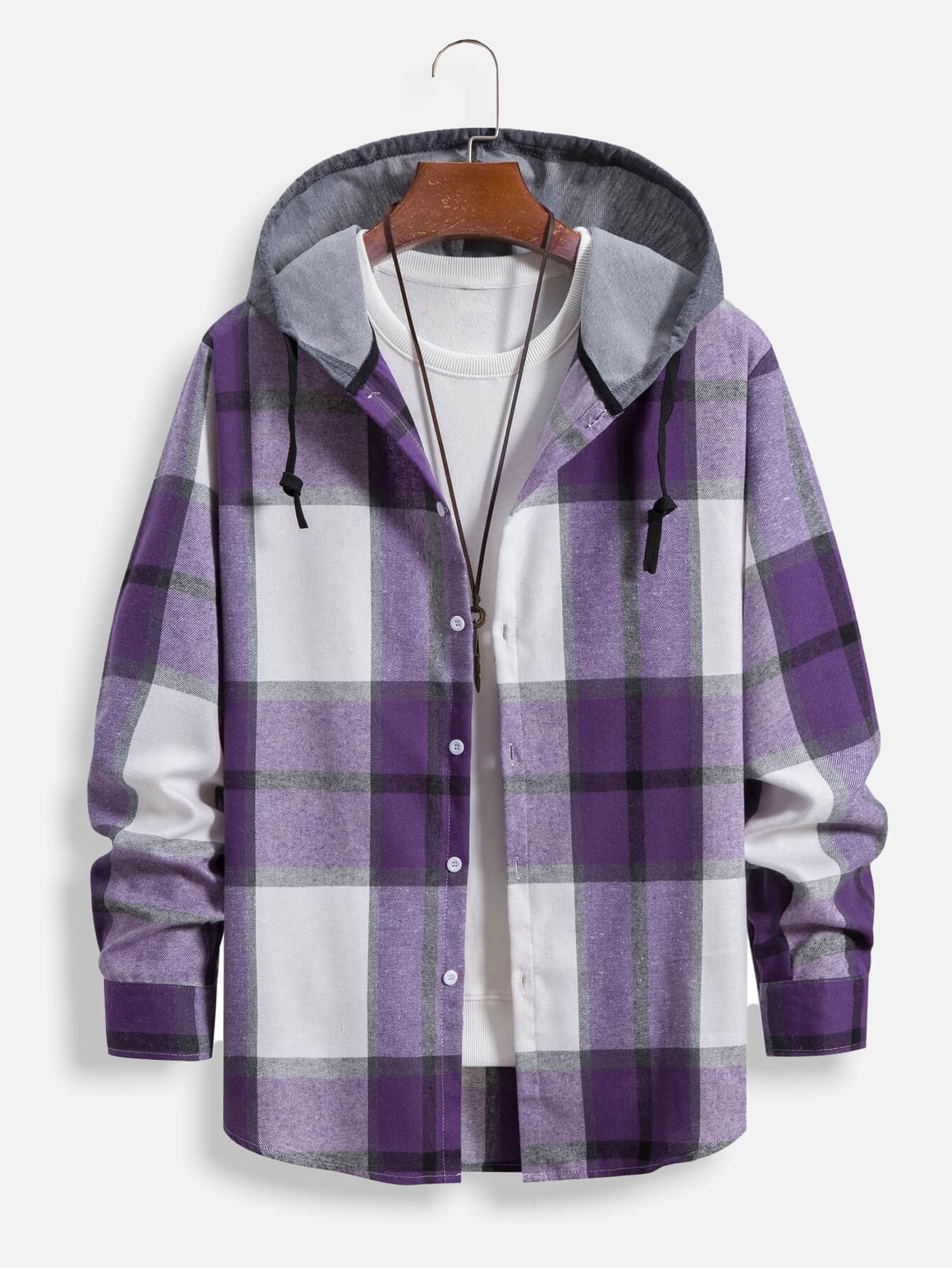 Spring And Autumn New Plaid Flannel Long Sleeve Hoodie