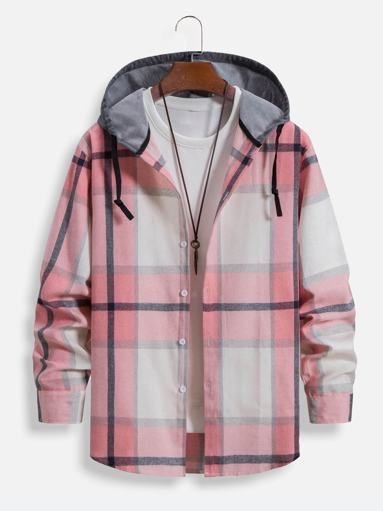 Spring And Autumn New Plaid Flannel Long Sleeve Hoodie