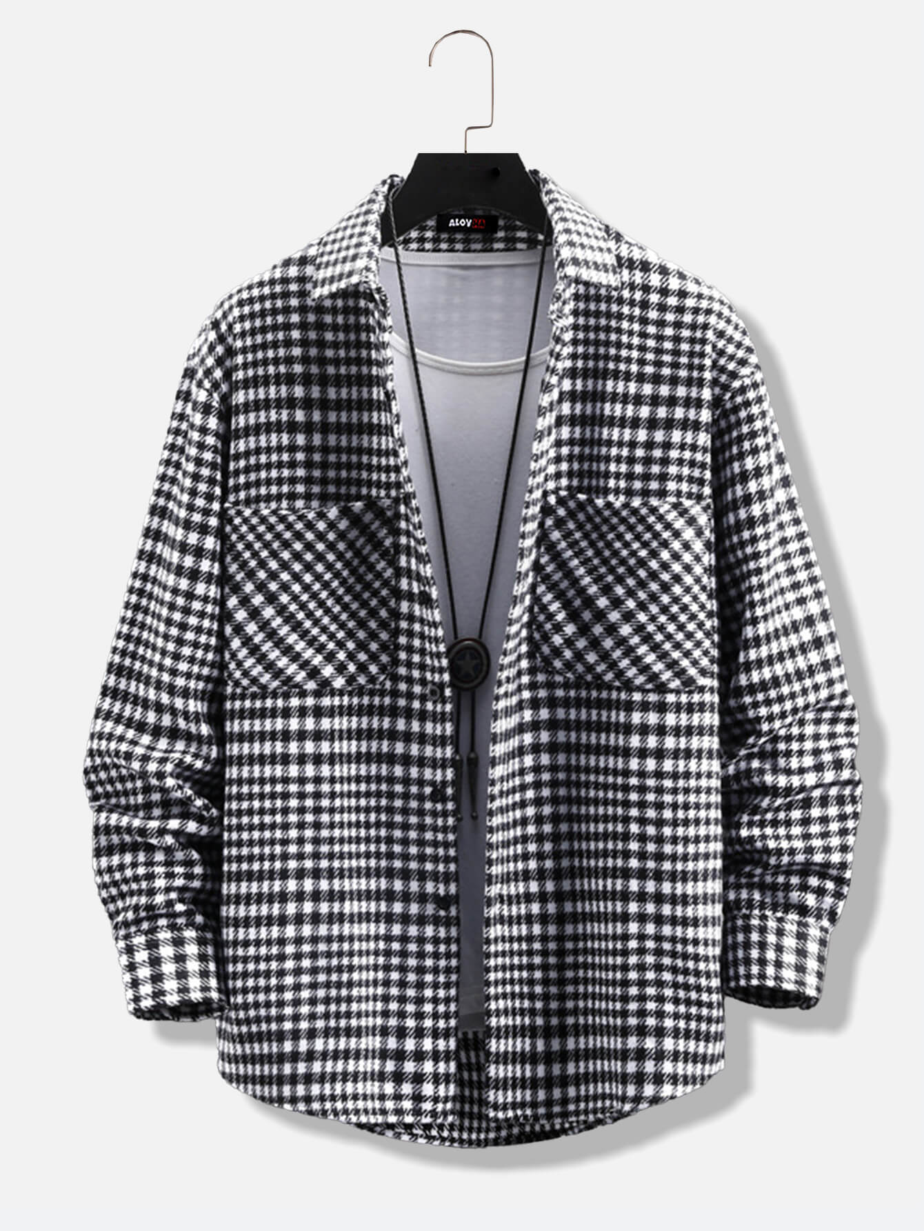 Trendy Fashionable Plaid Button Long Sleeve Jacket