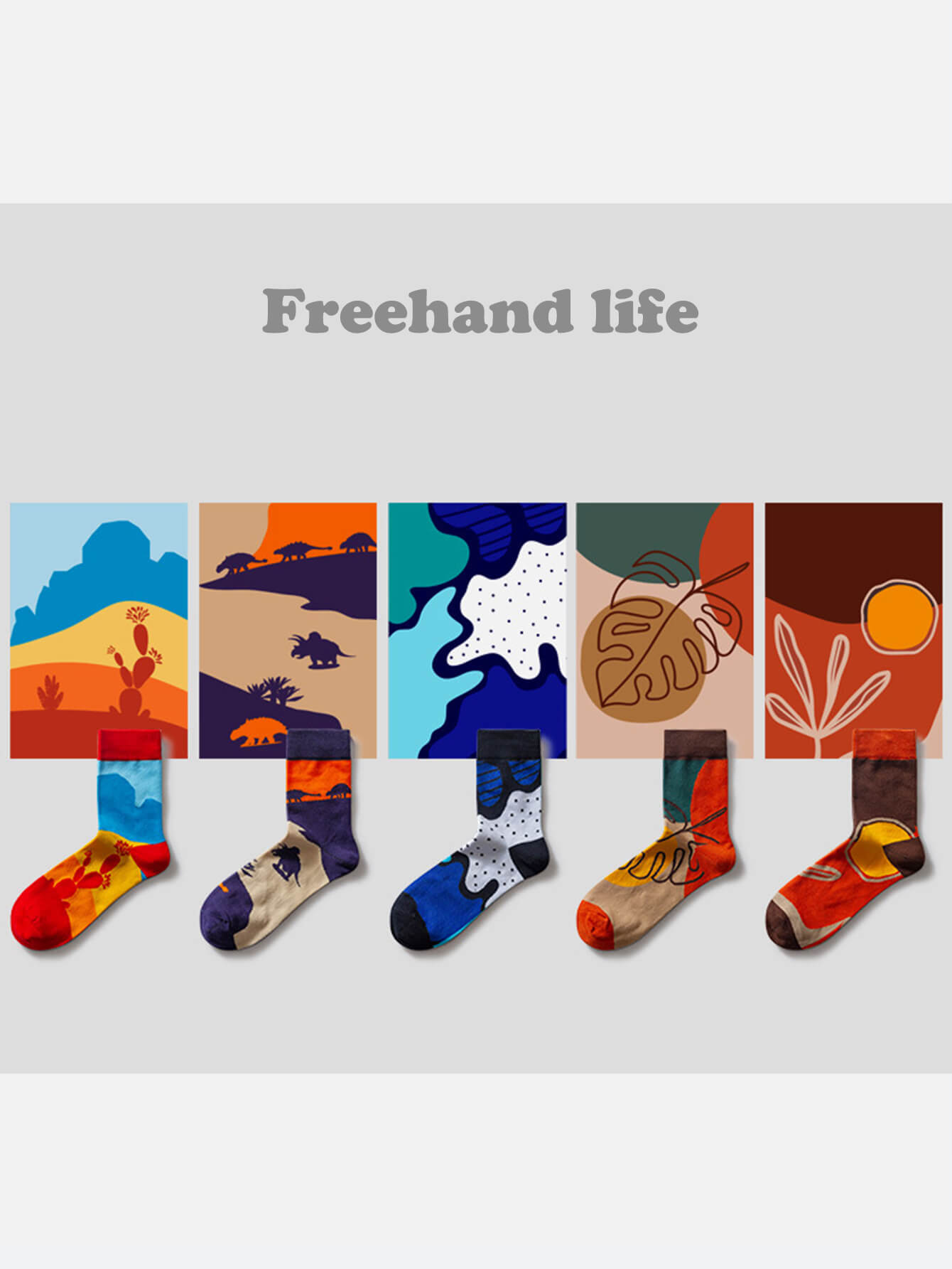 5 Pairs Of Freehand Life Colorful Socks