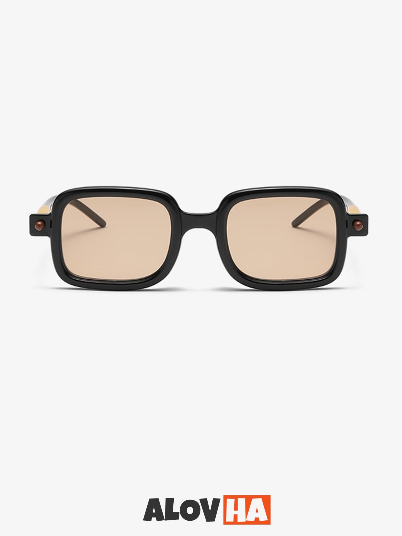 Retro Black Frame Brown Lens Square Sunglasses