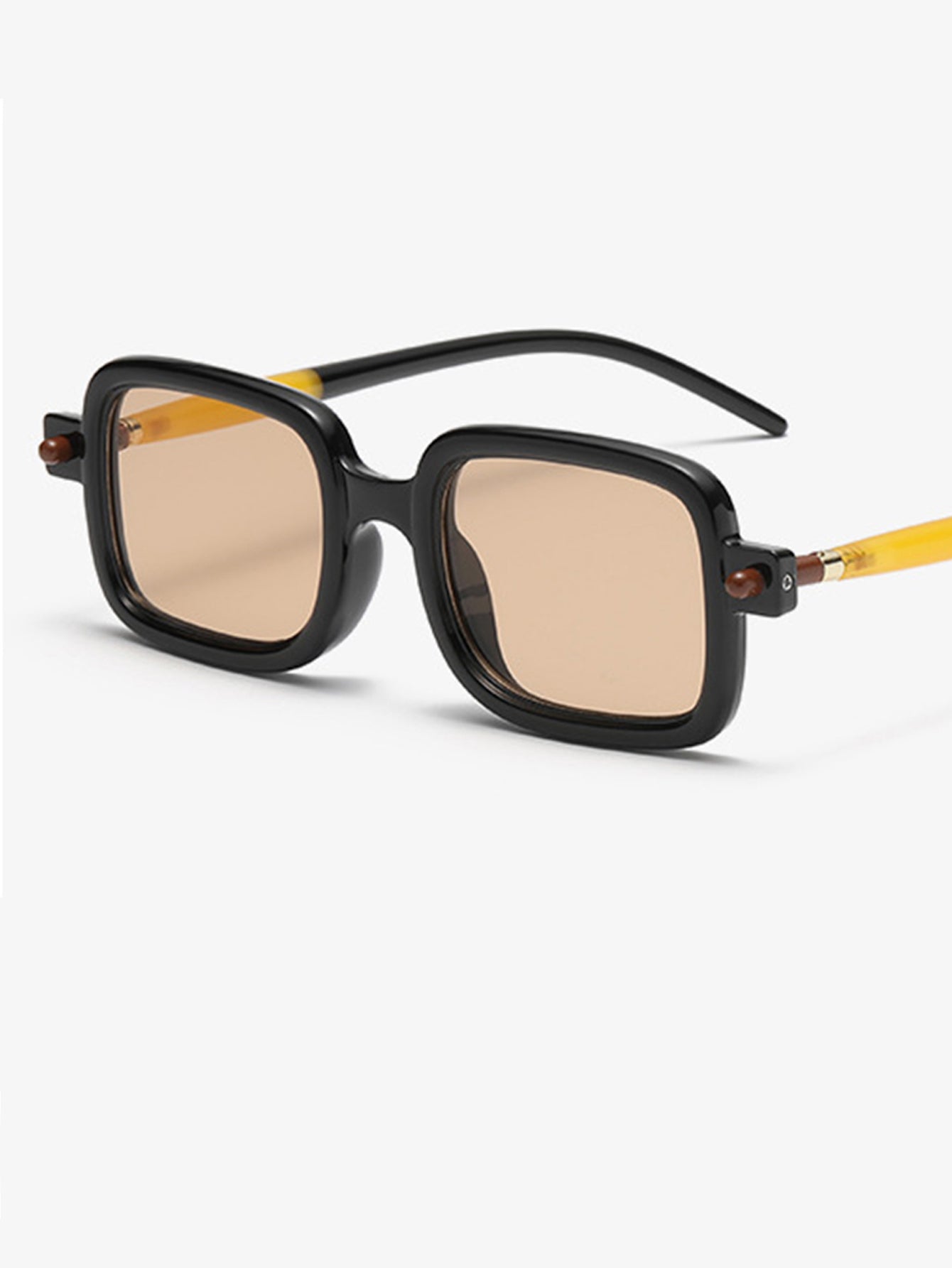 Retro Black Frame Brown Lens Square Sunglasses