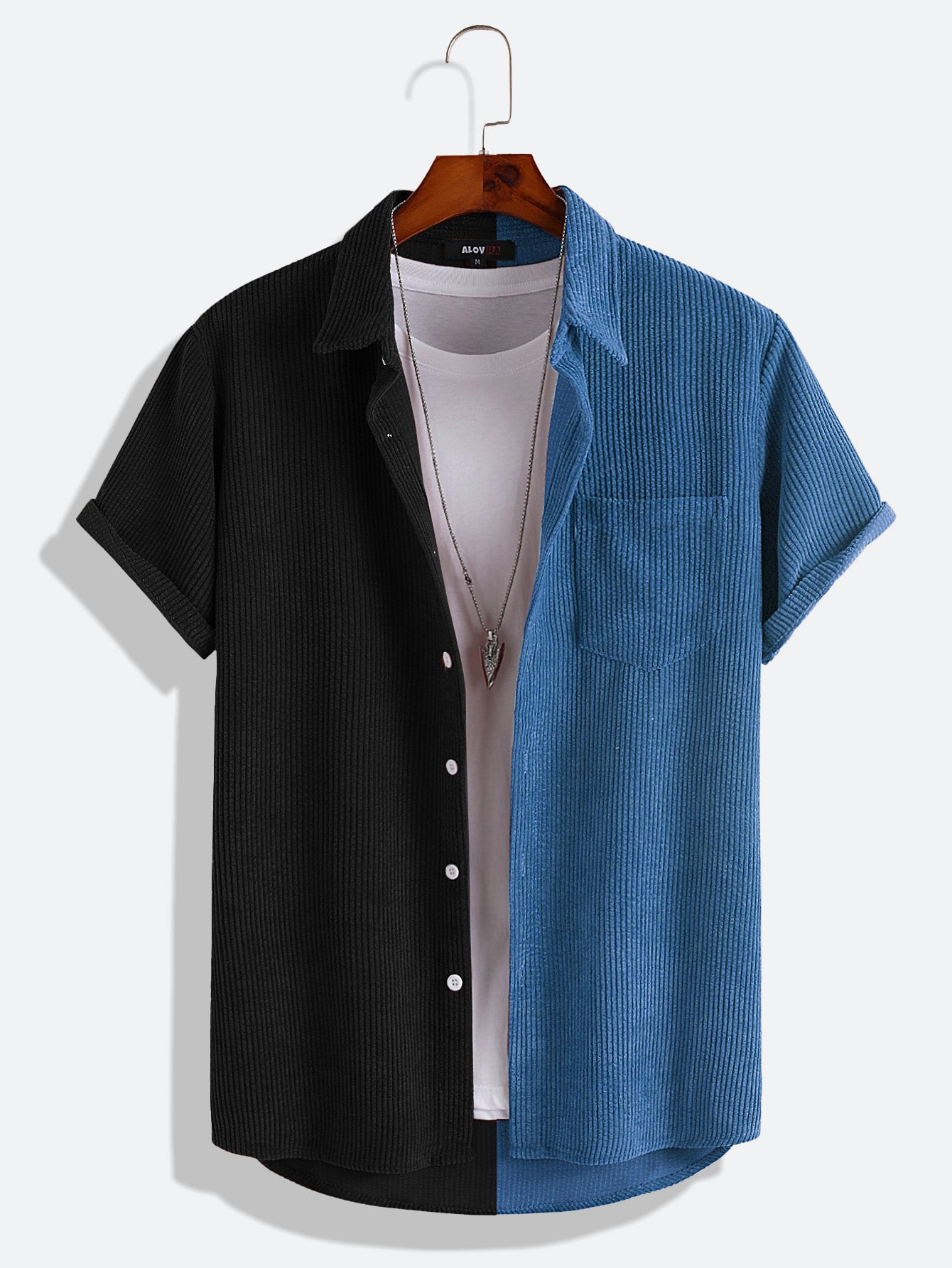 Two-Color Panel Corduroy Shirt