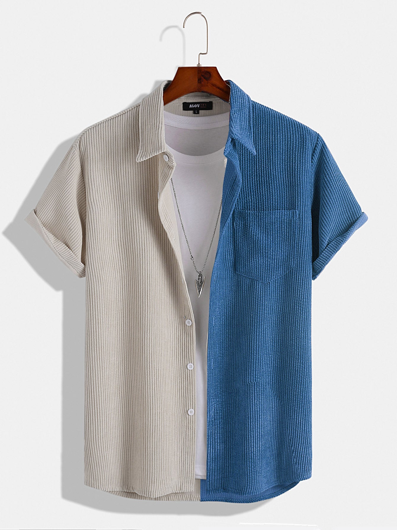 Two-Color Panel Corduroy Shirt