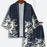 Two-Piece Kimono Set With Wave Element Print