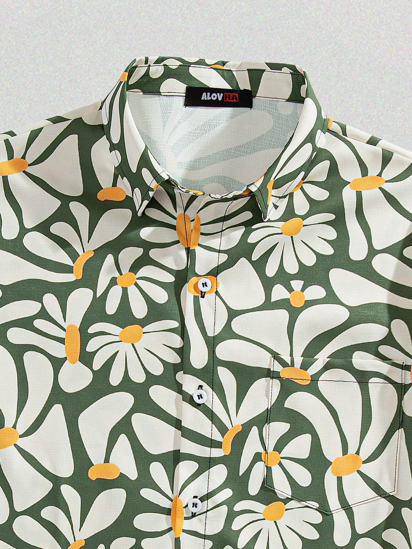 Vacation Abstract Floral Design Button-Up Shirt