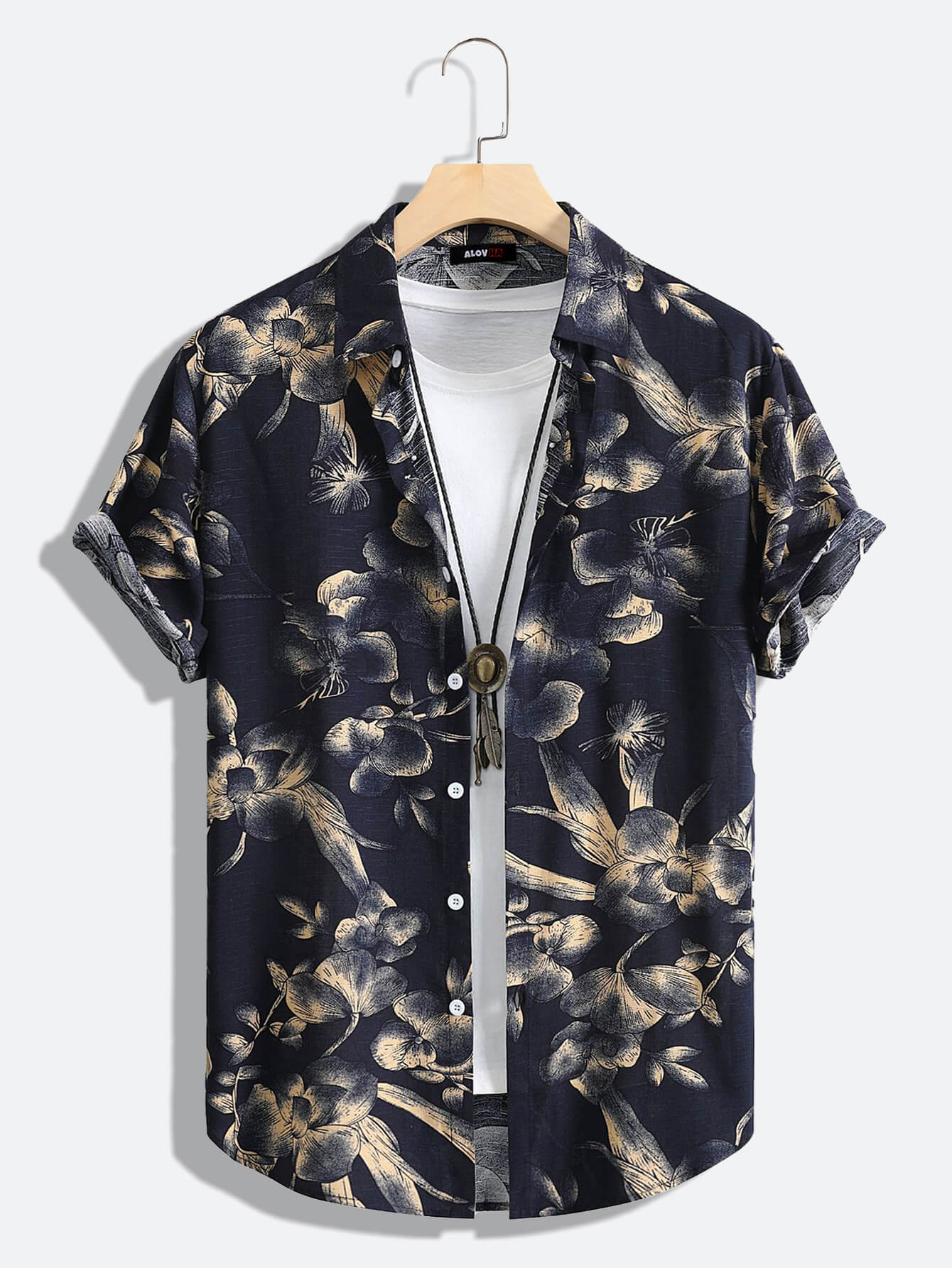 Vintage Dark Tone Floral Print Shirt