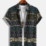 Vintage Ethnic Diamond Stripe Print Shirt