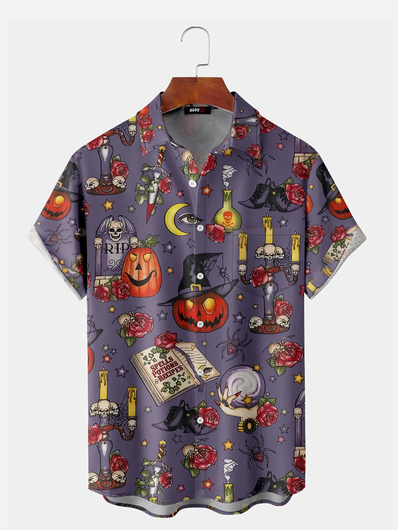 Vintage Skeleton Pumpkin Halloween Button Down Shirt