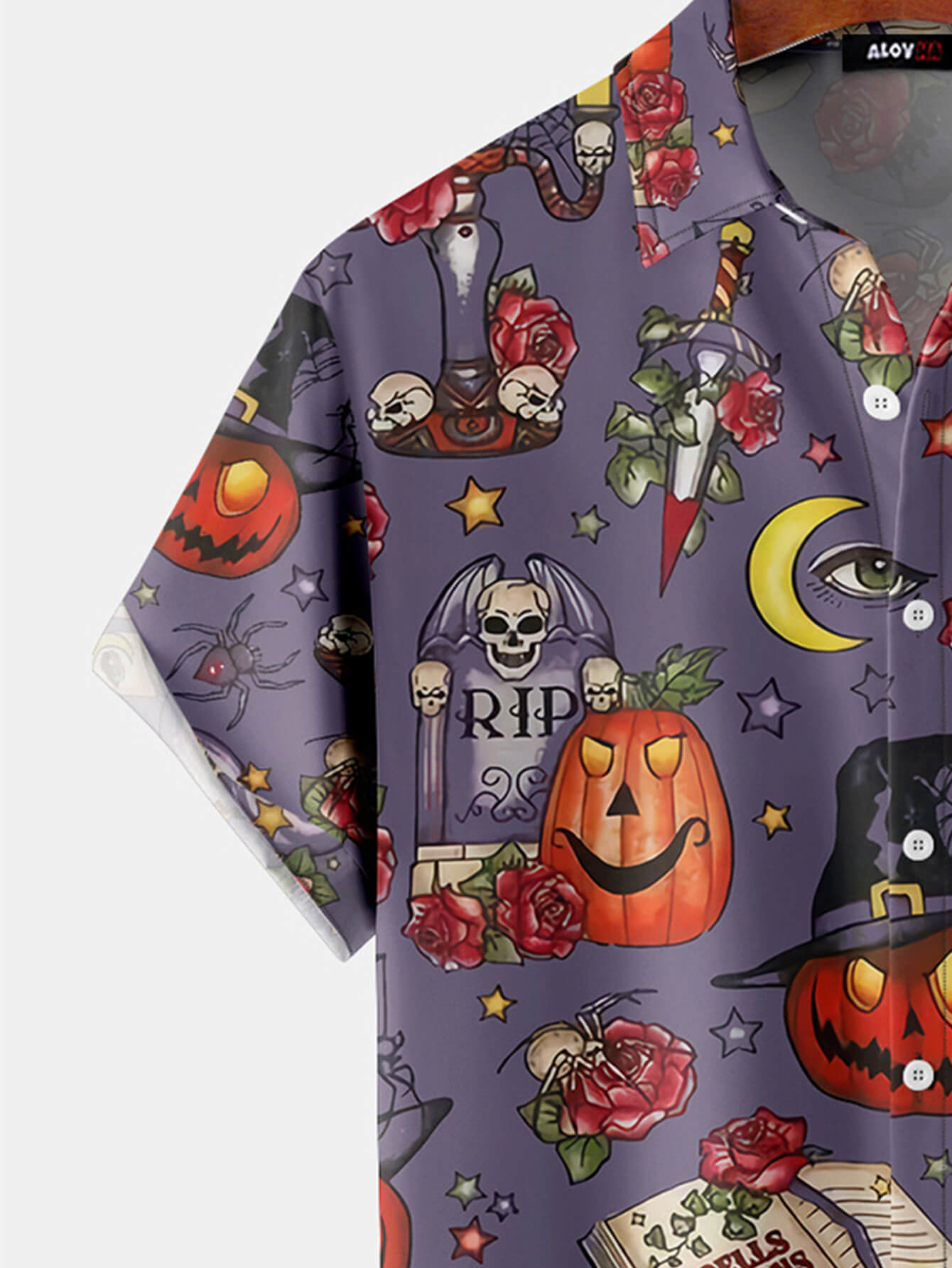 Vintage Skeleton Pumpkin Halloween Button Down Shirt