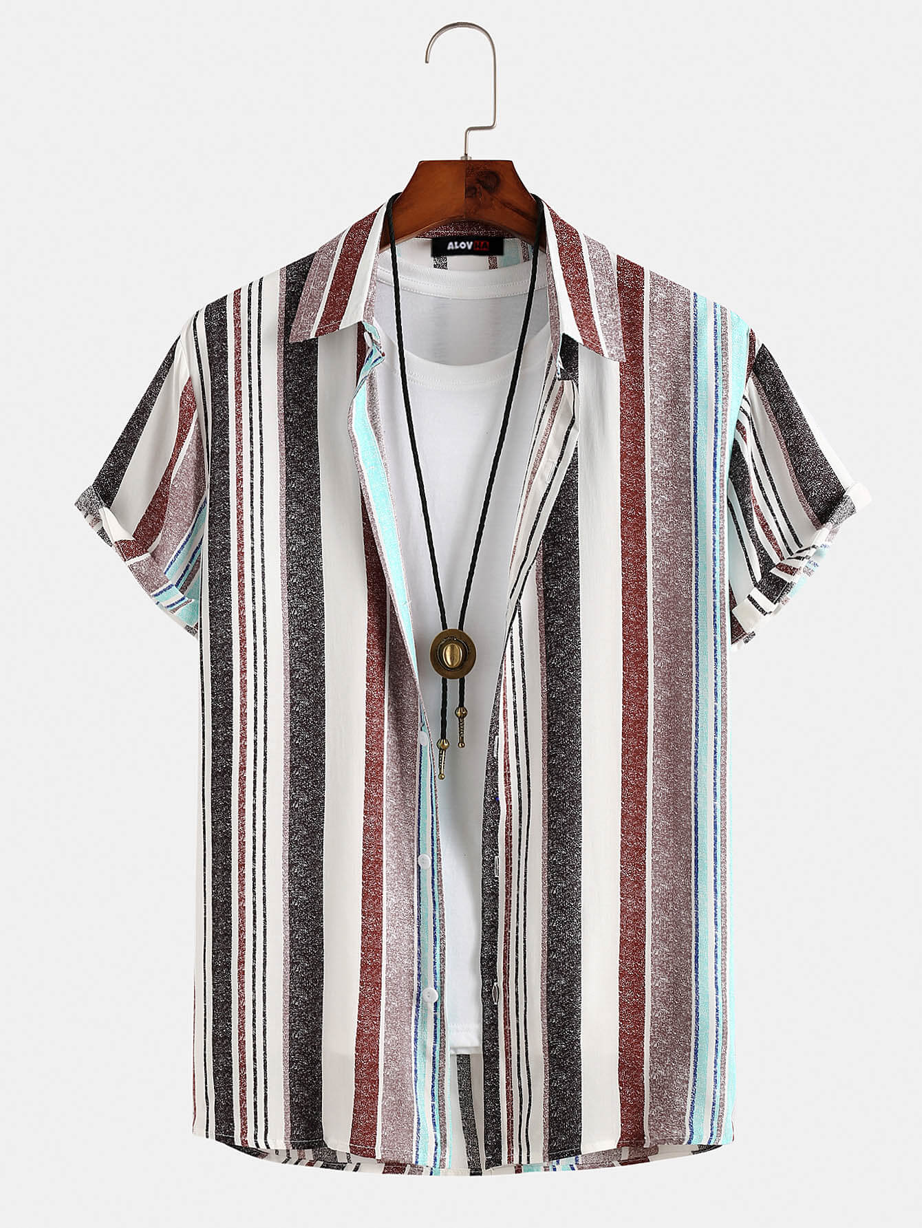 Vintage Striped Print Lapel Shirt