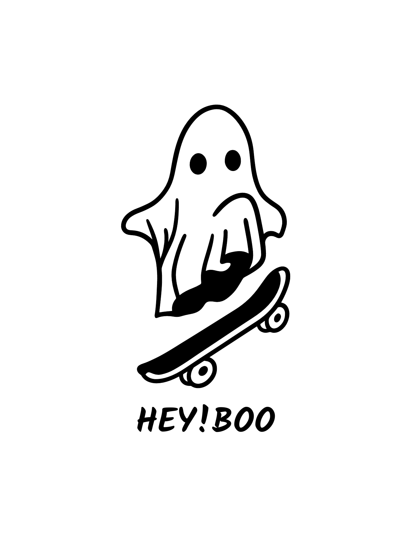 100% Cotton Halloween Skateboard Cool Ghost Print T-Shirt