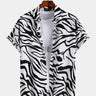 Zebra Print Lapel Collar Shirt