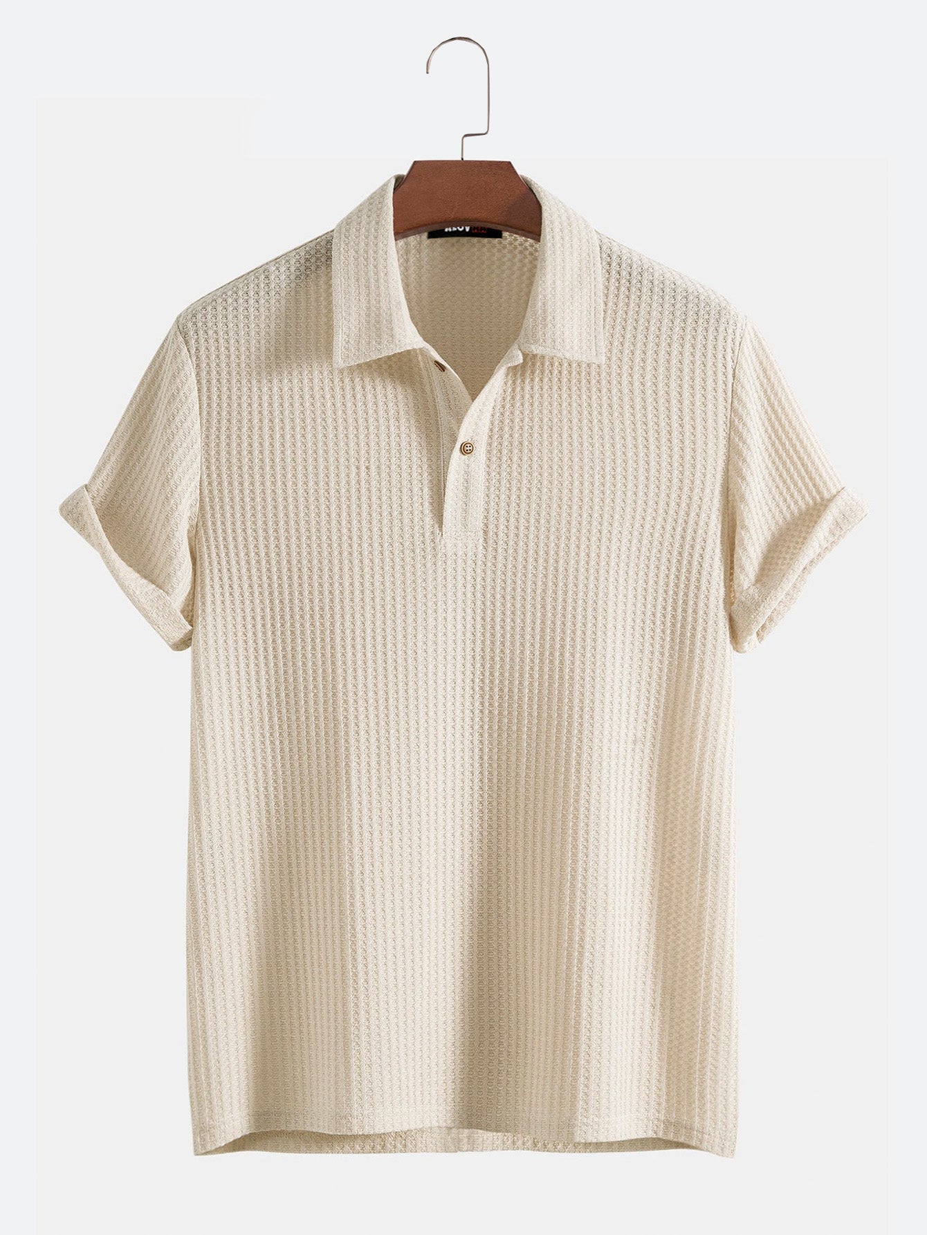 Solid Knitted Textured Short Sleeve Polo Shirt