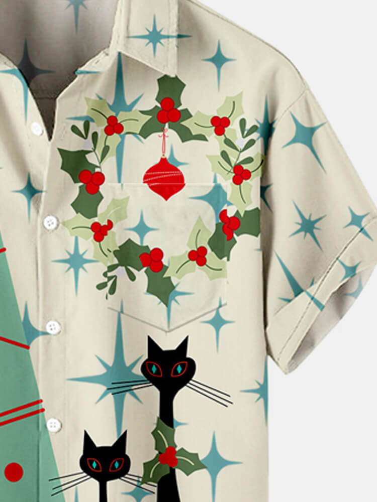 Christmas Tree Black Cat Shirt