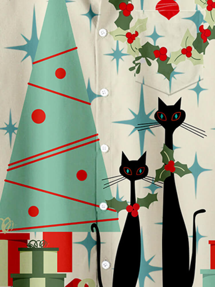 Christmas Tree Black Cat Shirt