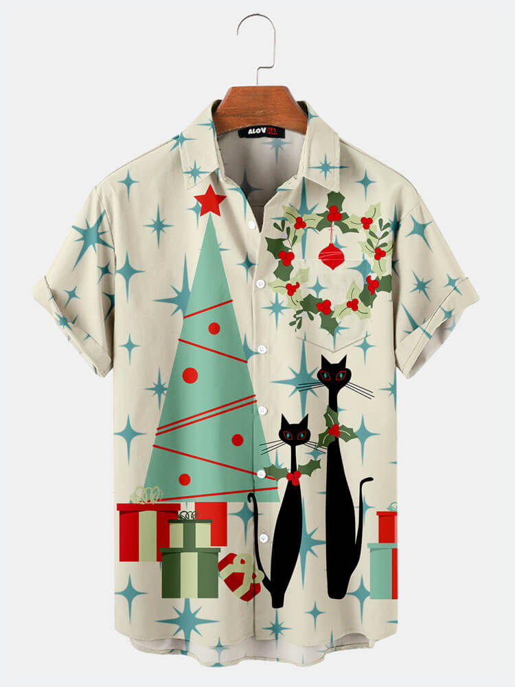 Christmas Tree Black Cat Shirt