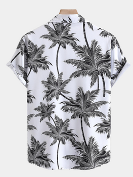 Coconut Tree Print Lapel Shirt