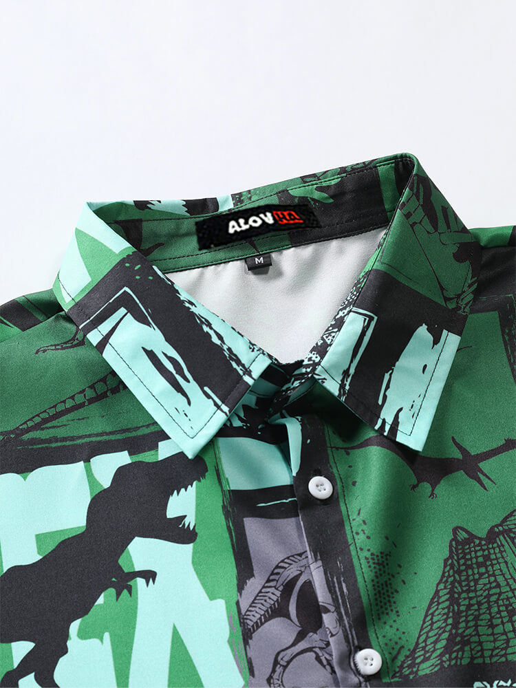 Dinosaur Print Lapel Shirt