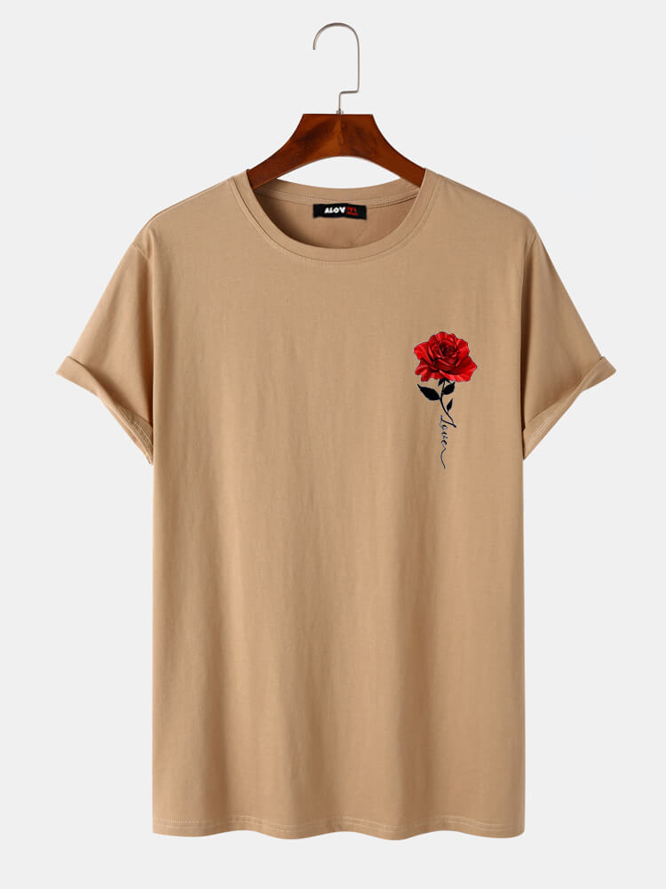 Faux Rose Print T-Shirt