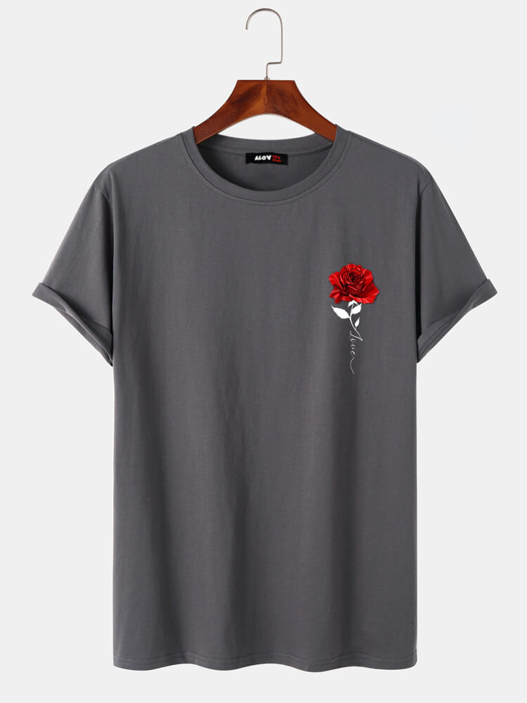 Faux Rose Print T-Shirt