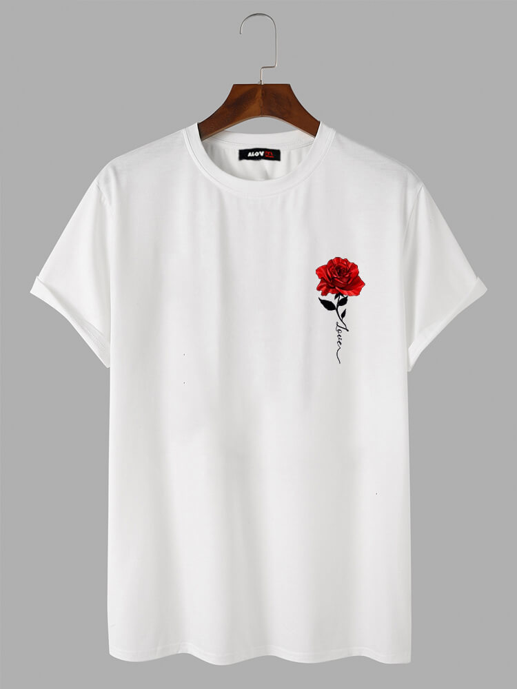 Faux Rose Print T-Shirt