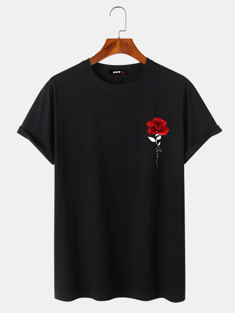 Faux Rose Print T-Shirt