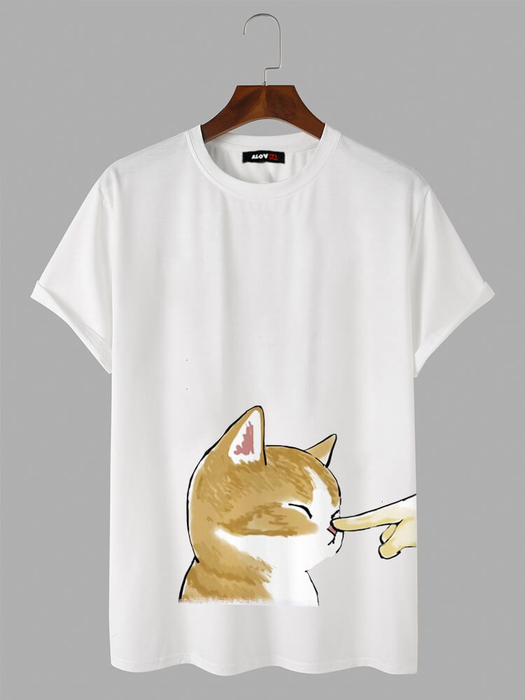 Finger Poked Cat Cotton T-Shirt