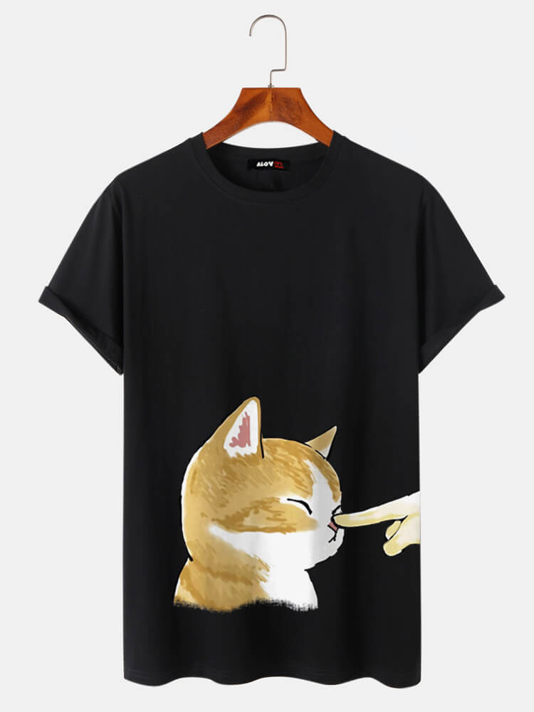 Finger Poked Cat Cotton T-Shirt