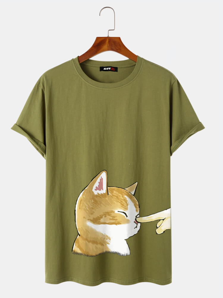 Finger Poked Cat Cotton T-Shirt