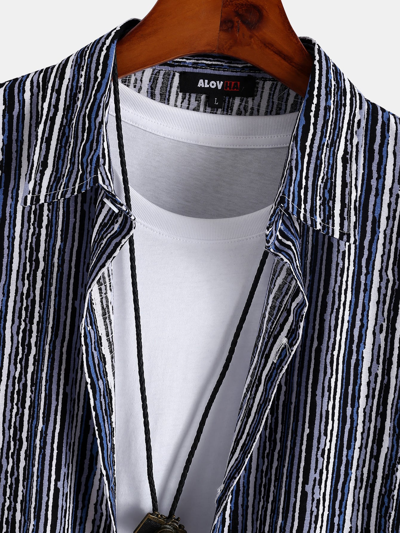 Color Matching Striped Lapel Shirt