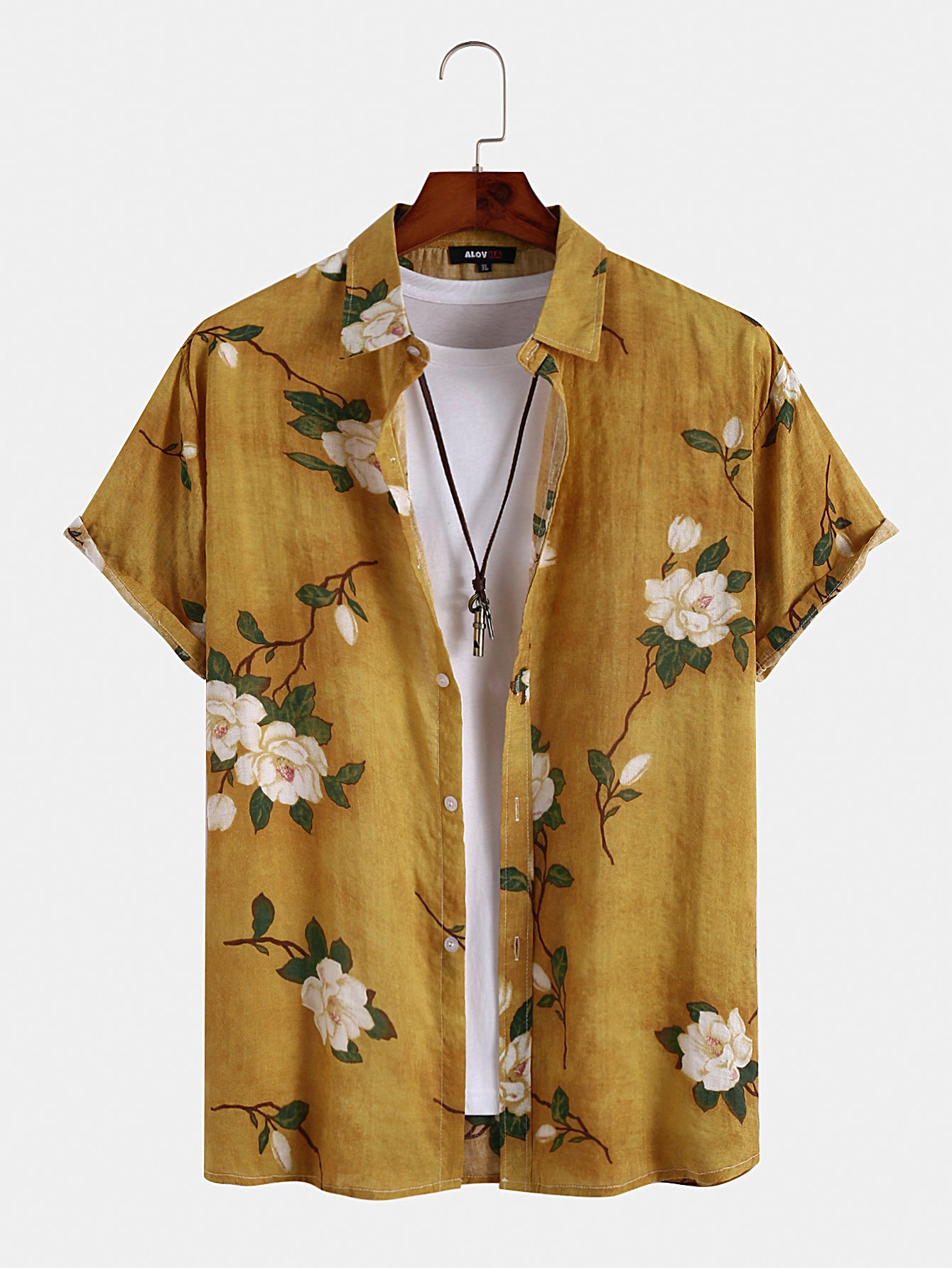 Camisa Hawaiana Flores Elegantes