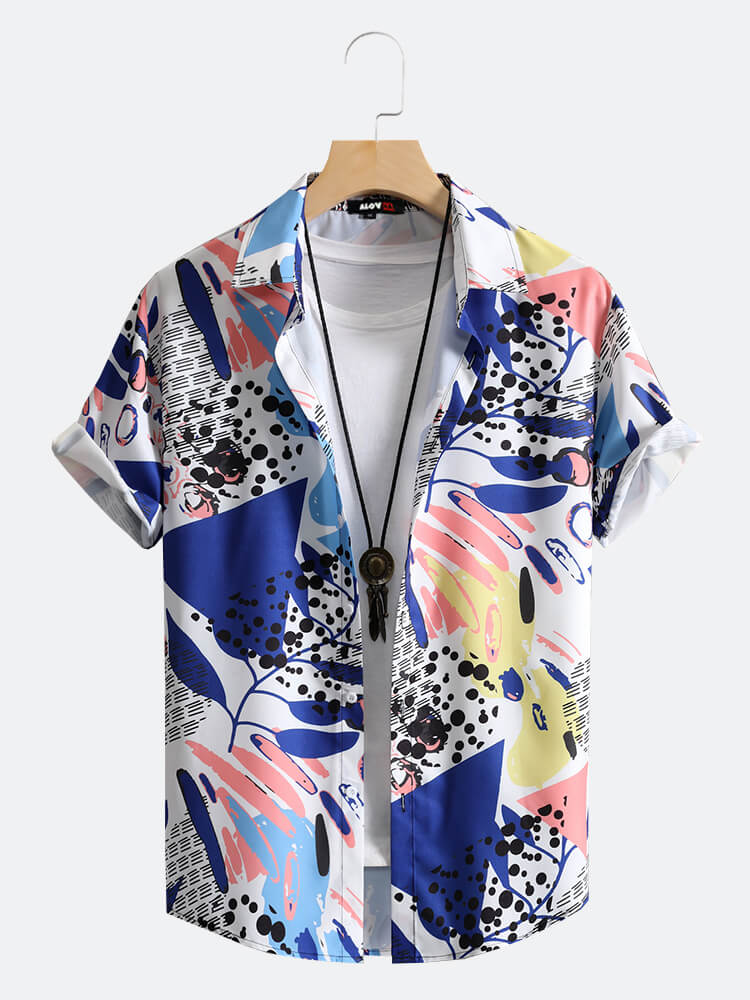 Ink Leaf Abstract Print Shirt