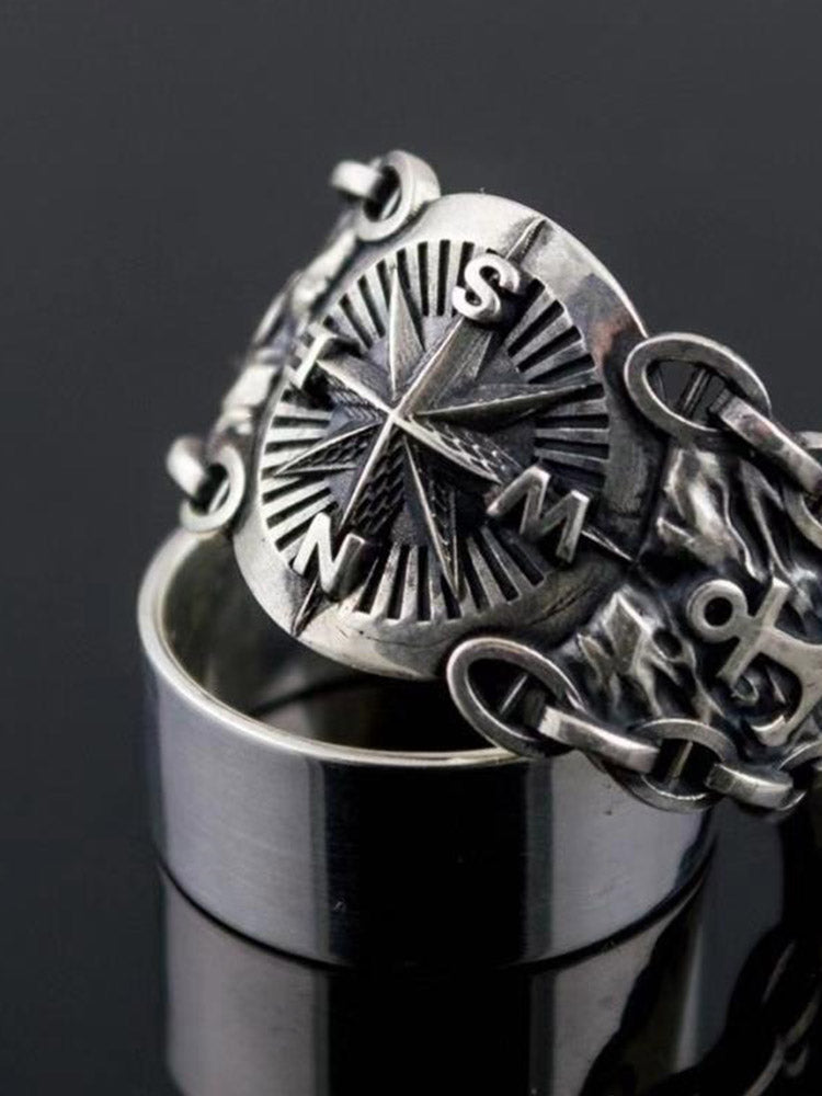 Compass Octagram Alloy Open Ring