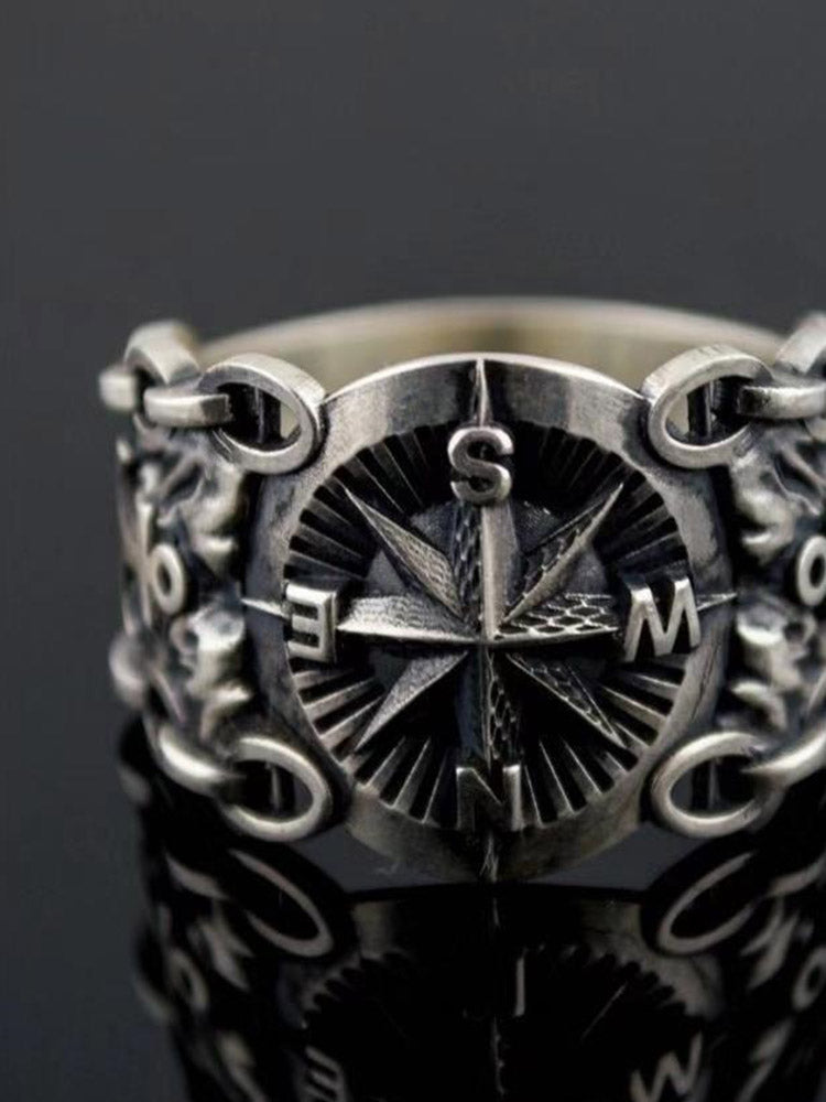 Compass Octagram Alloy Open Ring