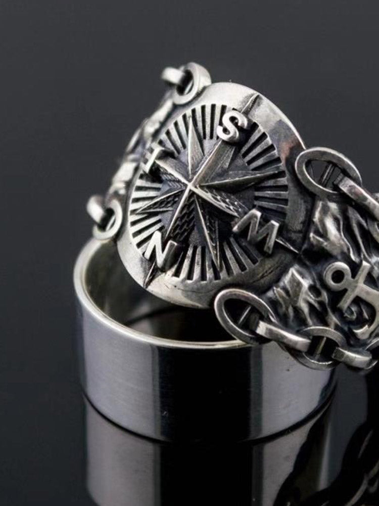 Compass Octagram Alloy Open Ring