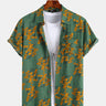 Mens Floral Short Sleeve Button Up Collared Aloha Hawaiian Vacation Shirt