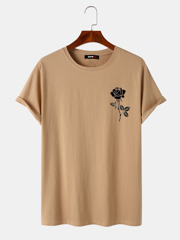 Rose Print Cotton T-Shirt