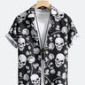 Skull Print Lapel Collar Shirt