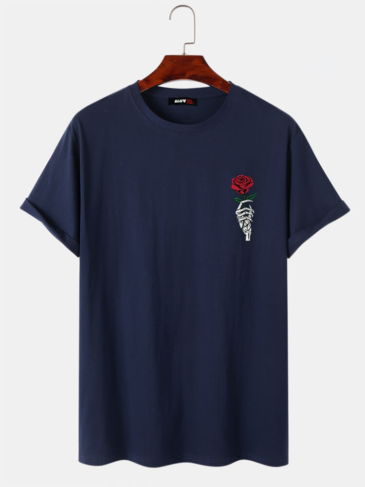 Skull Rose Print T-Shirt