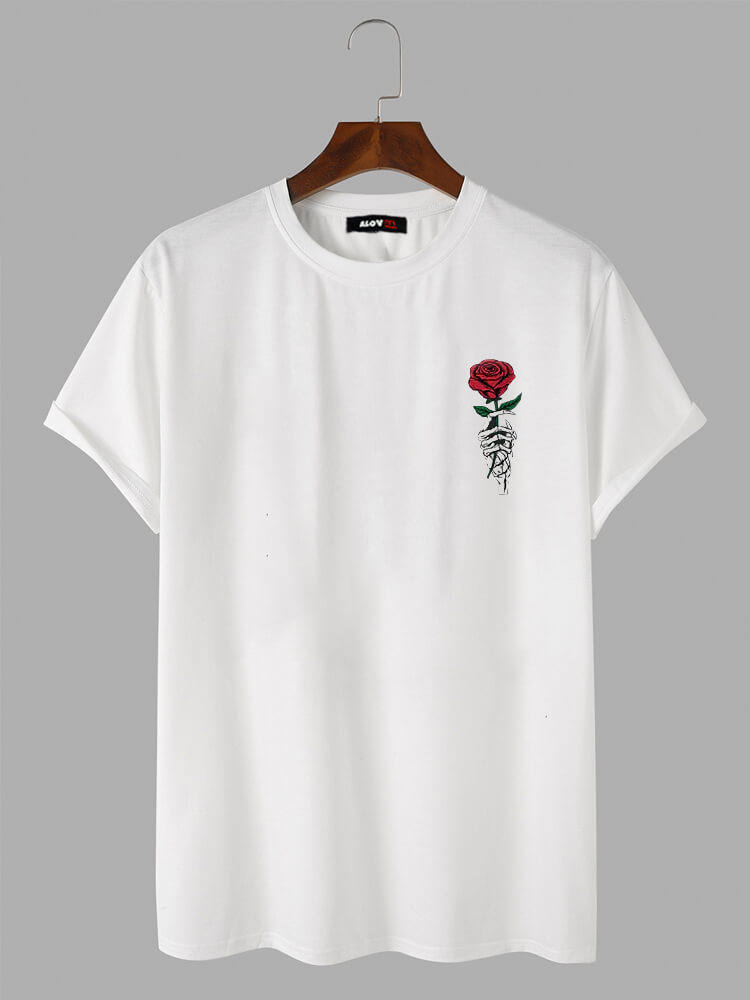 Skull Rose Print T-Shirt